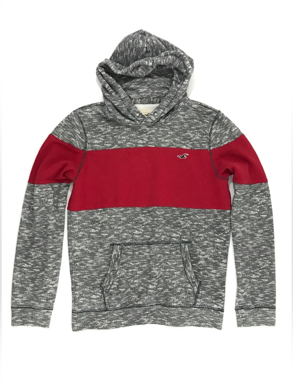 Vintage Y2K Hollister Hoodie Men’s L Grey Red Colourblock Pacific Merchants Tag